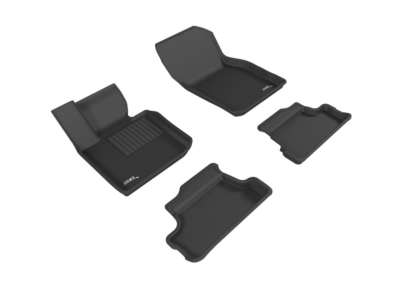 Mini Cooper S Convertible Floor Mat Set - Front and Rear - 3D MAXpider - KAGU - Black - `16-`19